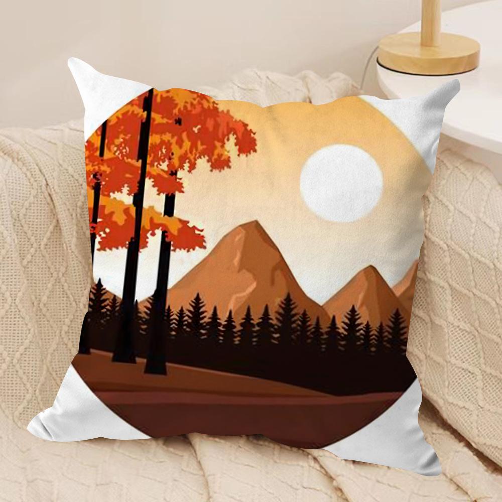 Classic Sunrise Cartoon Cushion Cover Soft Plush DoubleSided Printed Sofa Pillow Cushion Cover  AllSeason Durable Decor Gift