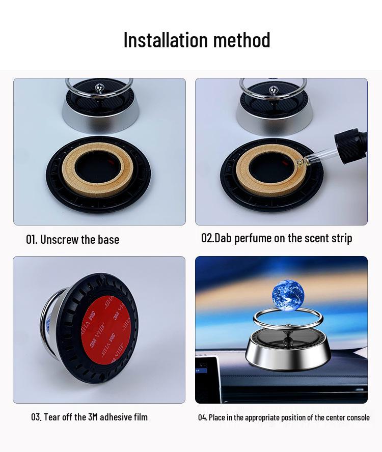 Solar-Powered Floating Planet Car Perfume Holder with Aromatherapy