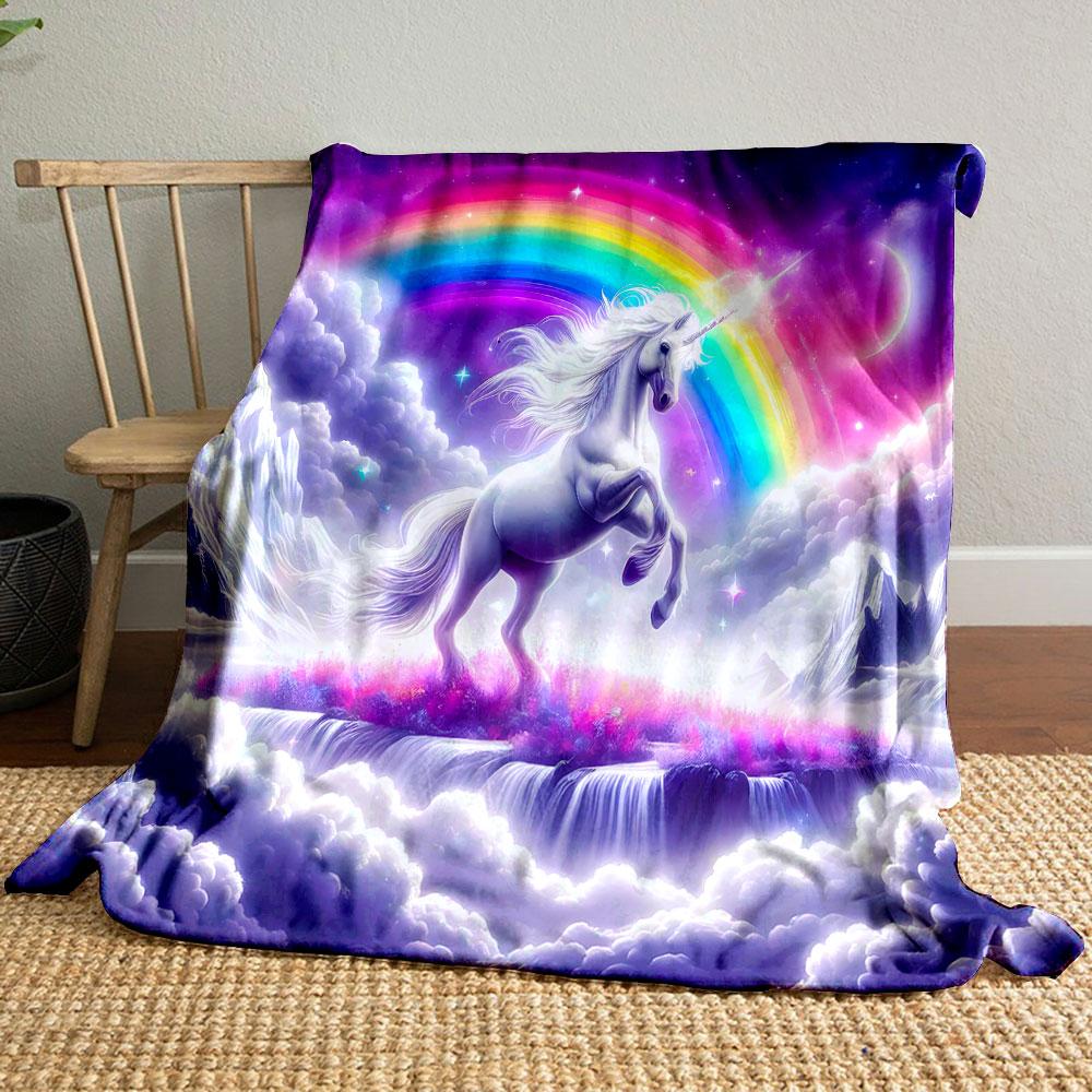 Majestic Unicorn and Rainbow Fantasy print blanket soft and cozy perfect for the living room bed sofa or a nap,gift