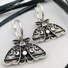 Goth Antique Silver Color Moth Moon Phase Celestial Drop Dangle Earrings For Women Wiccan Witch Charm Jewelry Accessories