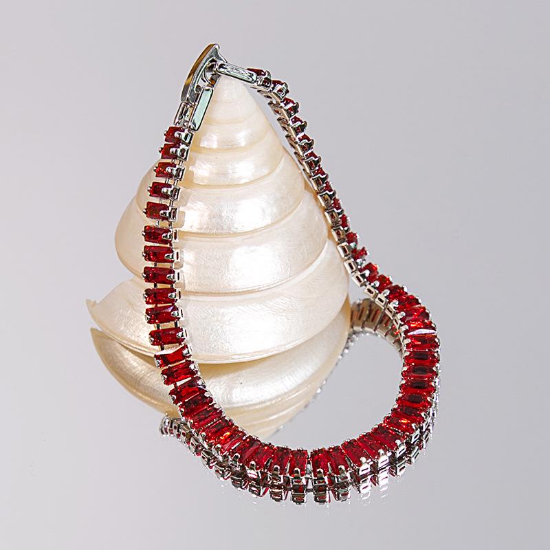 High-End Women's Baroque Geometric Zircon Bracelet with Seven-Color Square Diamonds