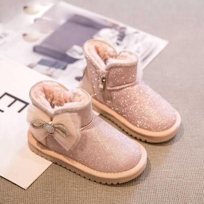 Girls Shoes Snow Boots Winter New Warm Piled Thickened Children's Large Cotton Shoes Baby Boots Winter Waterproof
