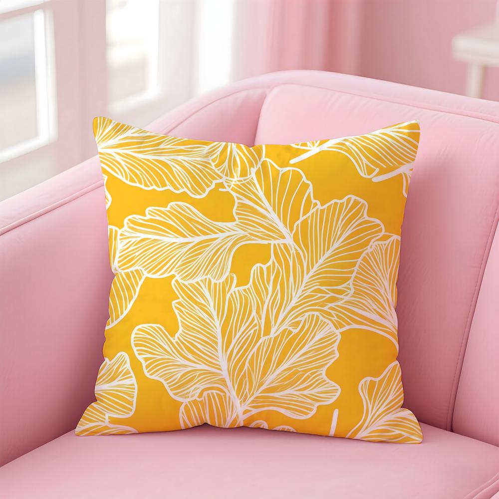 Simple Classic Retro Style Leaf and Plant Cushion Cover Pillowcase Short Plush Invisible Zipper Room Sofa Cushion Cover