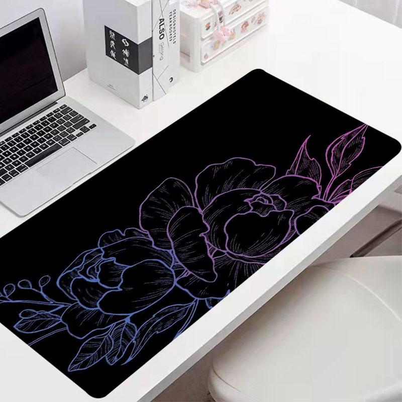 Black Flower Mousepad Art Mouse Pad Large pc Carpet Mats Work Desk Accessory gaming desk pad x3MM Table Mat for Computer