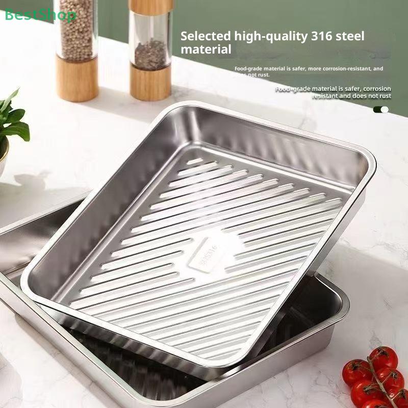 1/2pcs Stainless Tray With Silicone Lid Food Storage Set,Large Capacity Food Storage Fresh-keeping Box Great For Home, Parties