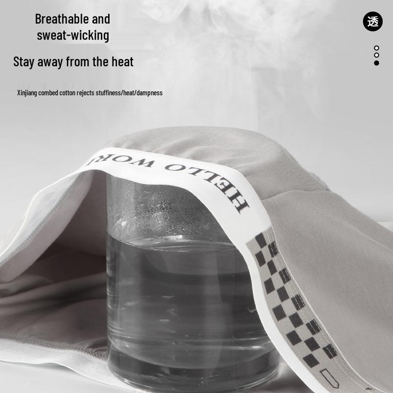 Men's Pure Cotton Summer Boxer Briefs - Thin Style, Widened Waistband, Comfortable, Breathable, Antibacterial, Class A.