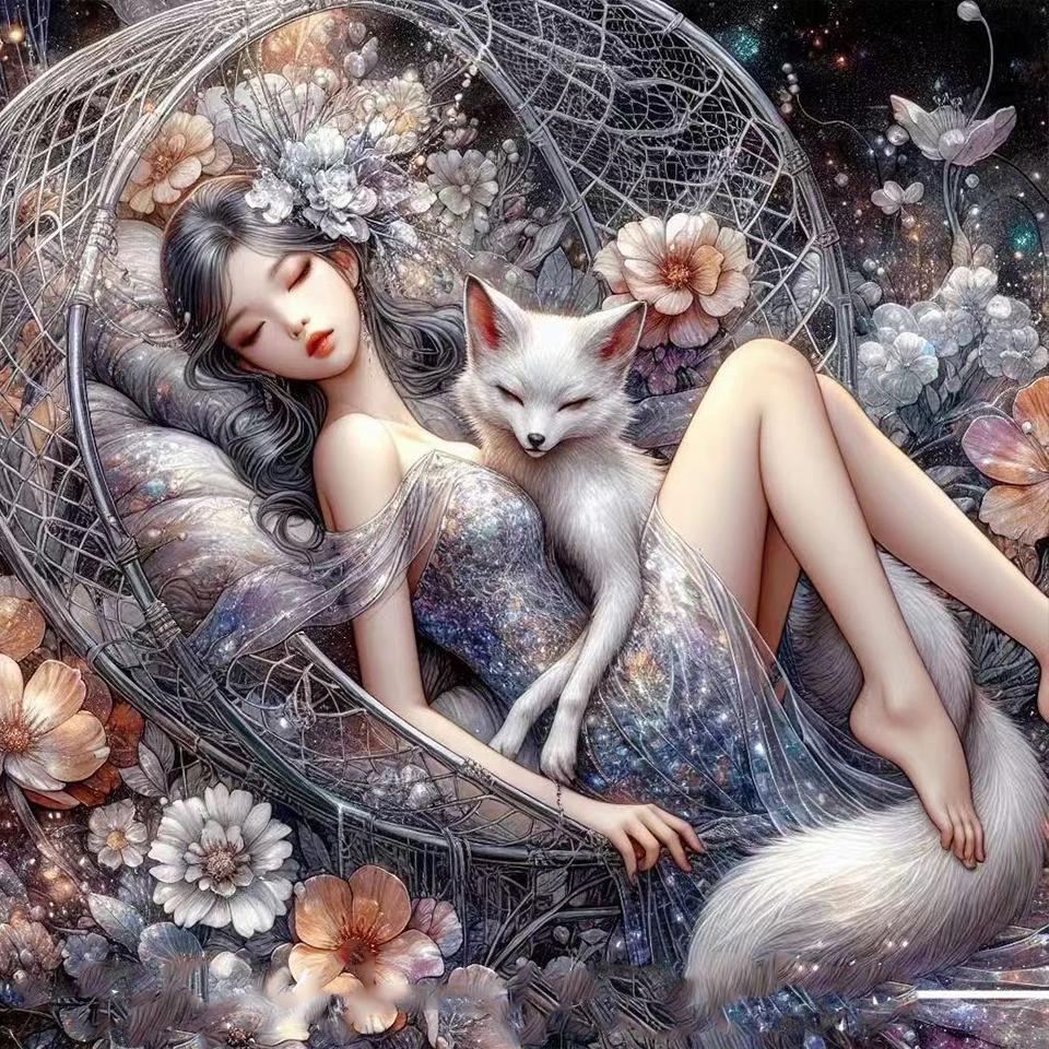 DIY 5D Diamant Malerei Neue Fuchs Fee Volle Runde Platz Diamant Mosaik Blume Stickerei Kunst Diamant Hause Dekoration