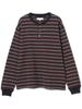 B:MING LIFE STORE by BEAMS Men's Long Sleeve T-Shirt with Waffle Stripes and Henley Neck, Navy, Size L