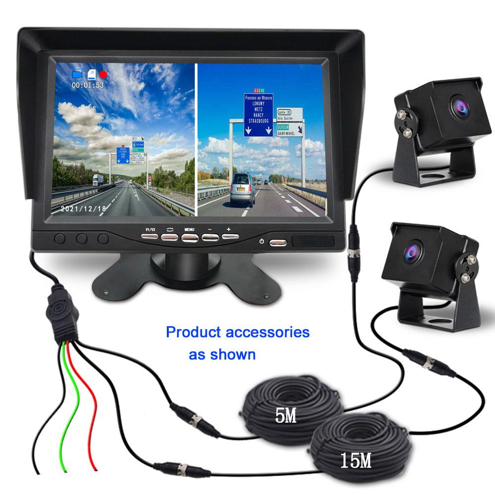 

2CH 7 IPS экран автомобиль грузовик автобус AHD DVR монитор с цифровым видеорегистратором для AHD передняя задняя камера заднего вида 1024X600