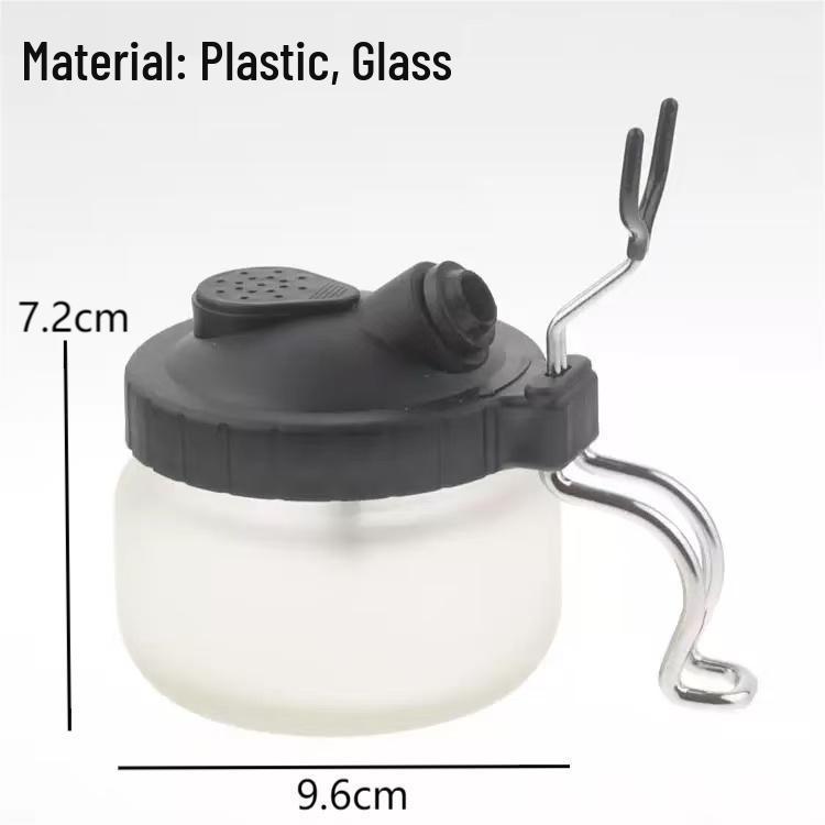 Airbrush Cleaning Pot with Glass Bottle & Metal Stand – Professional Waste Collection Tool