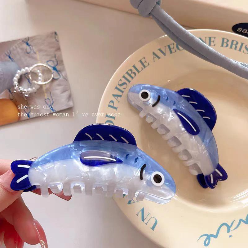 1pc New Creative Ocean Sardine Clip Hair Clip Cute Texture Shark Clip Ponytail Clip Hair Ornaments Female
