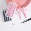 Pink 2/4Pcs High-Quality Eyebrow Tweezer Hair Beauty Fine Hairs Puller Stainless Steel Slanted Brow Clips Removal Makeup Tools