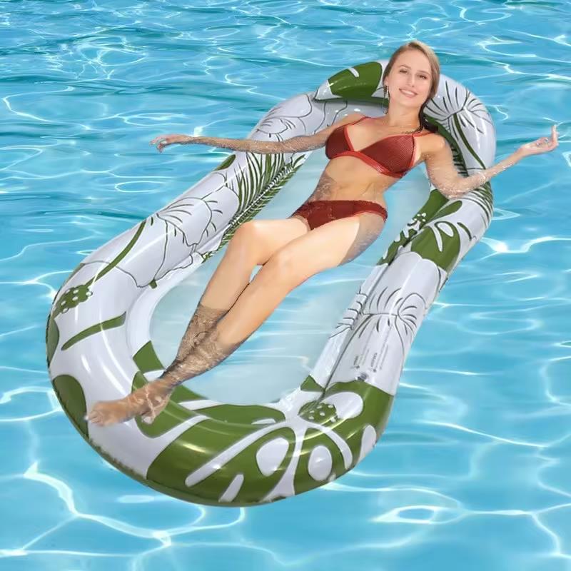 Inflatable Water Lounger with Mesh for Swimming