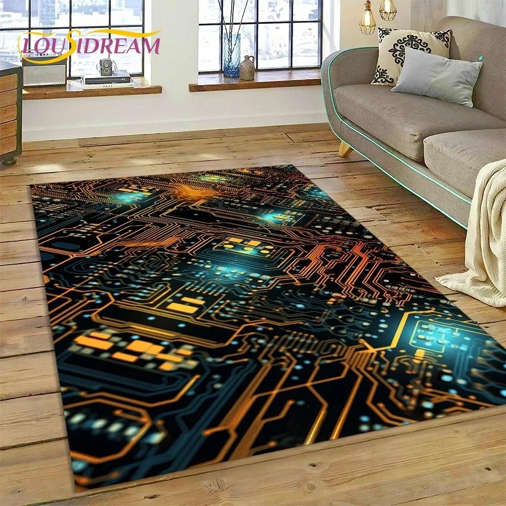 PCB Circuit Board 3D Chip CPU Carpet Rug for Bedroom Living Room Home Sofa Decoration,Children Game Large Decor Floor Mat Gift