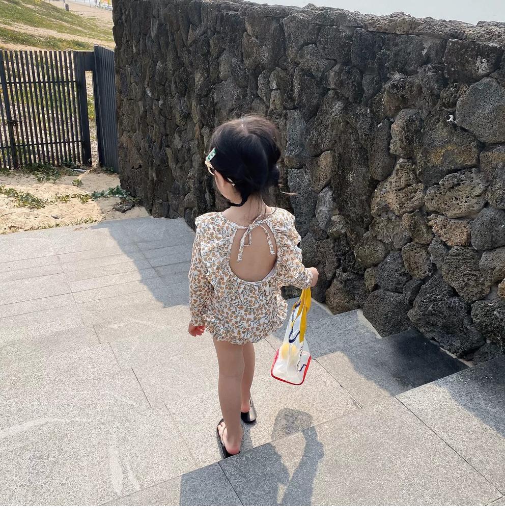 Mädchen Bademode Kleinkind Einteilige Bademode Kinder Langarm Rüschen Badeanzug