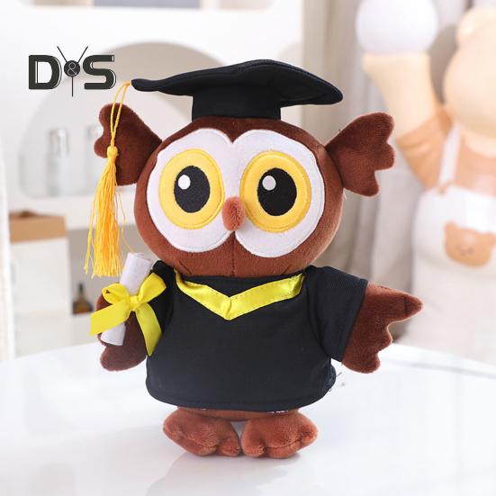 Graduation Owl Bear Doll Cute Plush Class of 2025 Gift for Her Him Personalized School Stuffed Animal Mini Doctoral Hat Design Graduation Decorations
