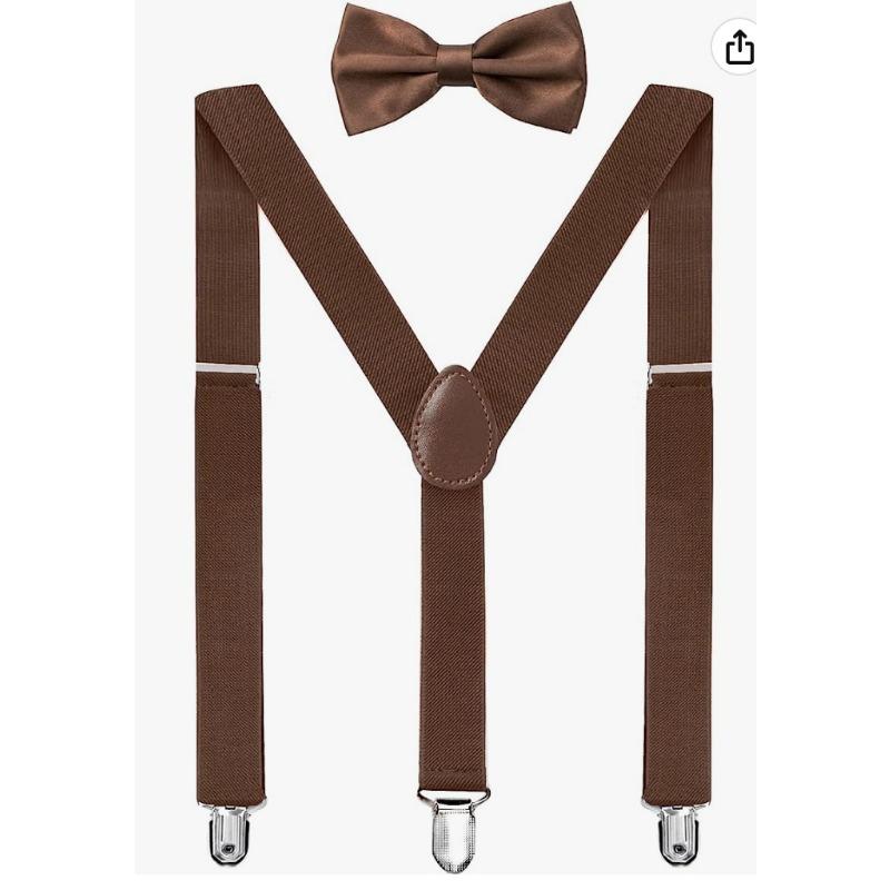 

Унисекс Зажим для ремешка Нескользящий ремешок для подтяжек Мужской эластичный ремешок Черный Набор галстука-бабочки для шафера темно-коричневого