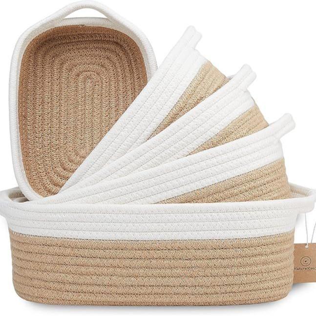 Cotton Rope Storage Basket With Multicolor Weave For Toy Organizers And Home Supplies