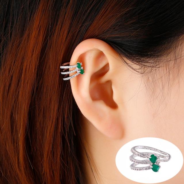 Plain Simple Star Women Shape Cubic Zircon Ear Cuff Charming Crystalline Clip On Earrings Earcuff Without Piercing Earrings Jewelry Giveaway