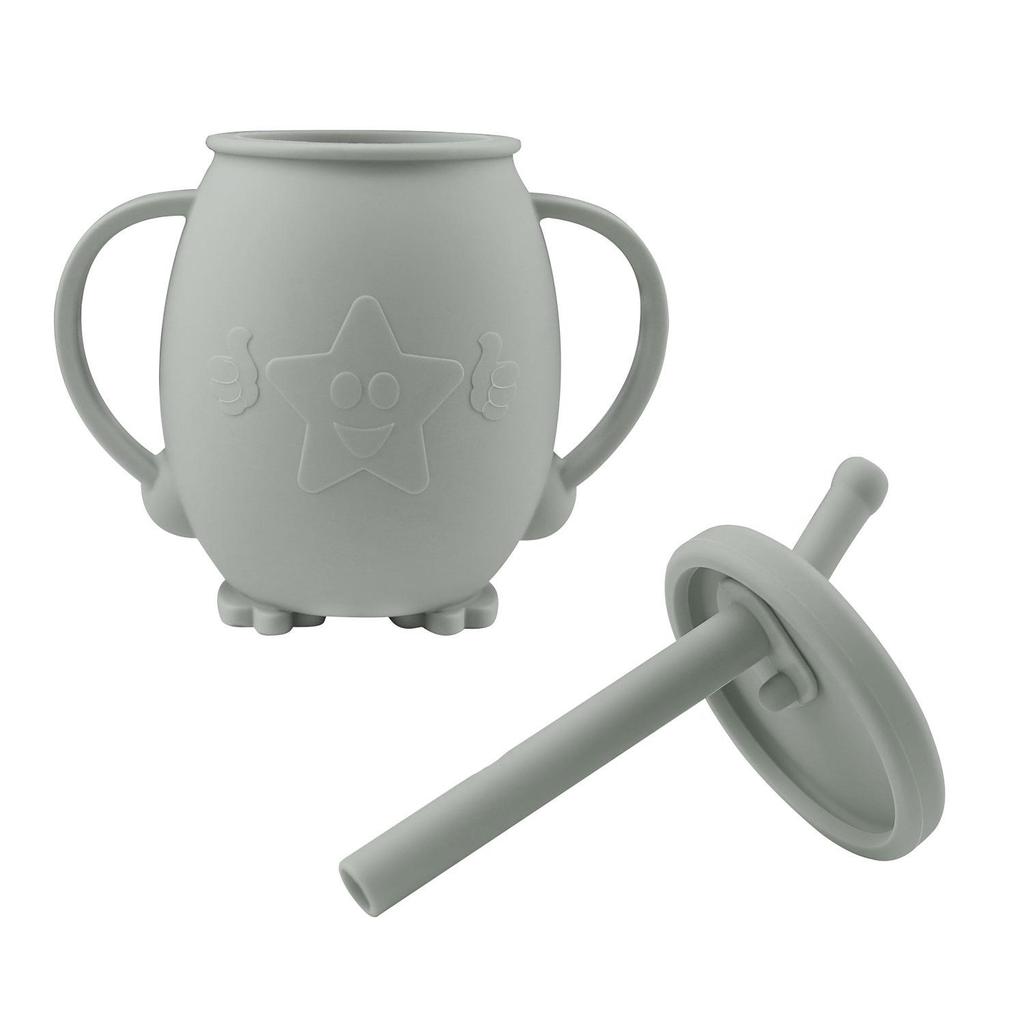 Silicone Toddler Training Cup with Straw Lid, Anti-fall Design