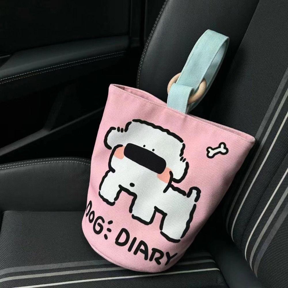 Letter Cartoon Handbag Husky Bucket Shape Bag Elegant Canvas Dog Tote Bag Outdoor