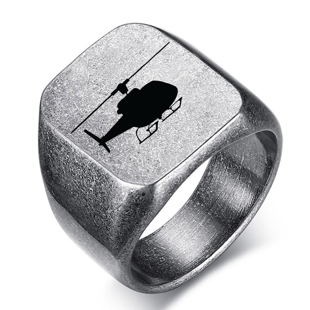 Men s Retro Punk Titanium Steel Square Ring - 18MM Size 6