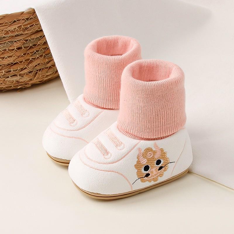 Baby Non-Slip Cotton Socks Shoes 0-12 Months: Warm Unisex Footwear for All Seasons Size 12 розовый