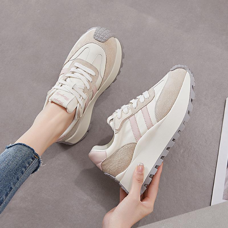 Leather Platform Forrest Gump Shoes Women's 2025 New Four-season Casual Versatile Non-slip Sports Shoes Classic Flat-bottomed German Training Shoes