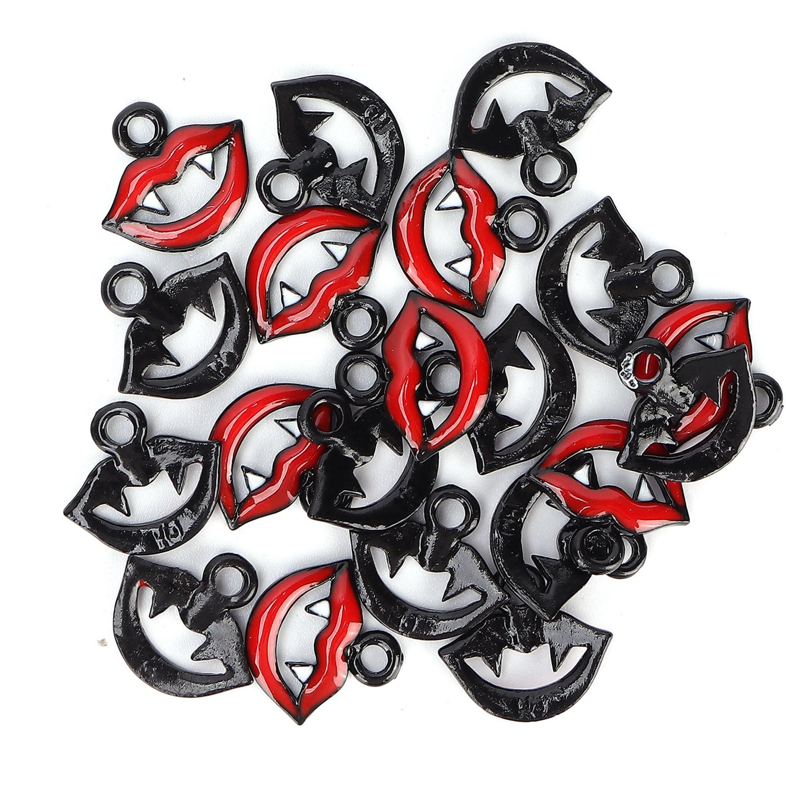 20pcs Alloy Lip Pendants DIY Halloween Pendant for Bracelet Necklace Jewelry Making