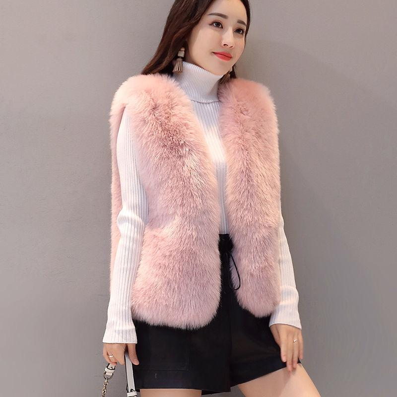 Vest Autumn and Winter New Women's Coat Short Vest Hairy Vest Thin Imitation Fur Vest