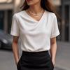 Damen Oberteile Slim Fit Kurzarm Überkreuz V-Ausschnitt Pullover Oberteile Einfarbige Weicher Stoff Sommer Shirt Täglich