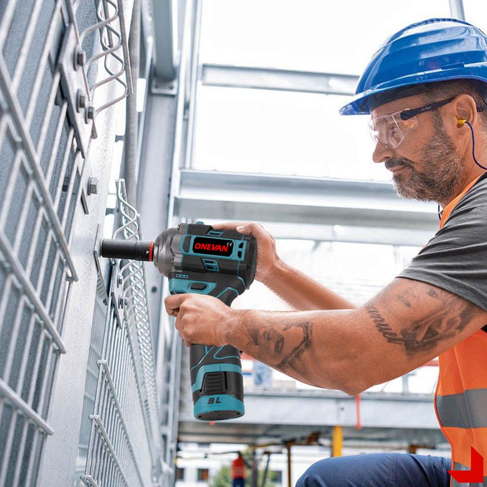 ONEVAN 500N.M Brushless Electric Impact Wrench 1/2inch Cordless 3-in-1 Wrench Screwdriver Drill Lithium-Ion Battery Power Tool