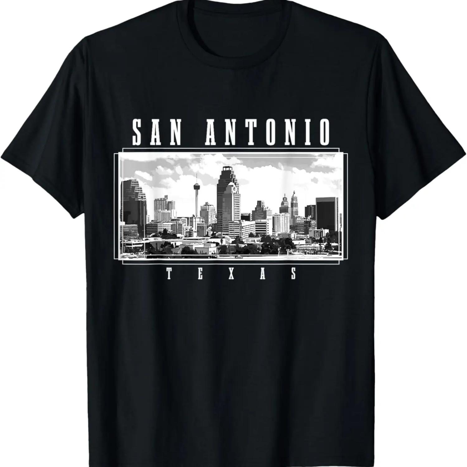 

San Antonio Skyline Texas Pride Vintage San Antonio T-Shirt,100% cotton XXXXXL чорний