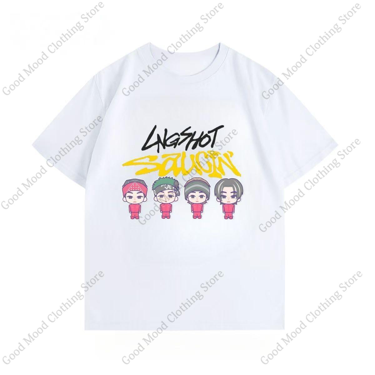 LNGSHOT T Shirt OHYUAL WOOJIN Louis RYUL Cartoon Print Fans Tshirt Kpop Unisex Women High Quality Cotton Short Sleeve Tee Tops S