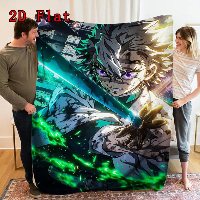 Demon Slayer 2D Flat Pattern Flannel Blanket High quality All Seasons Warmth and Comfort Perfect for Christmas Gifts.DMT0925246