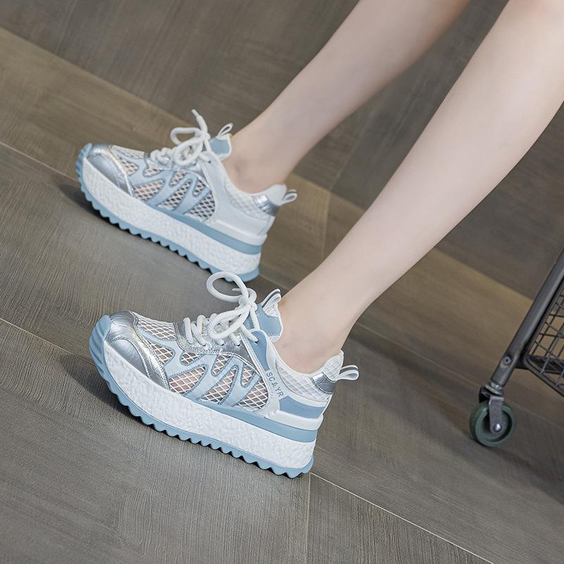Little white shoes heightening women's shoes 2025 casual fashion versatile Korean version thick-soled breathable mesh dad shoes women's shoes