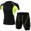 Men's Elastic  Fitness T-shirt Fast Drying Tops Short  Pants Sports Tight Suit