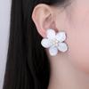 Cazador Stainless Steel Flower Imitation Pearl Stud Earrings Waterproof Earrings for Women Jewelry Wedding Birthday Gift 2026
