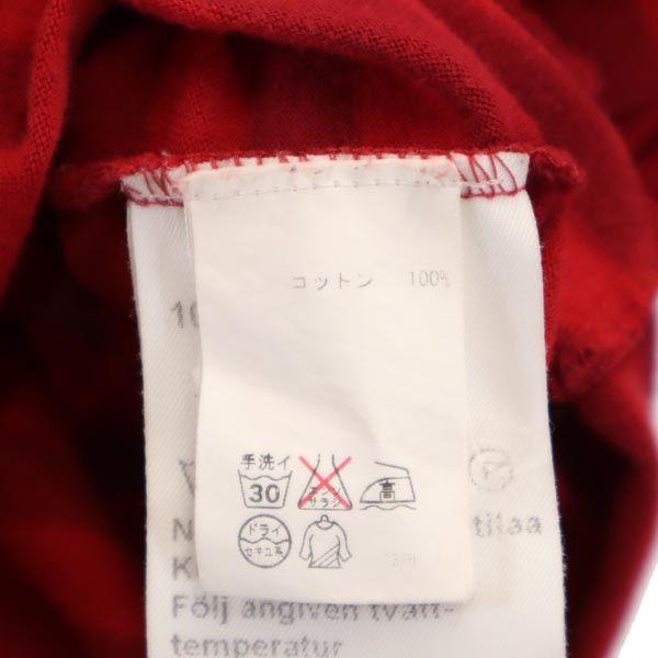 Marimekko Made In Finland Border Pattern 7 Minutes Sleeve Cut S Red Tops Women Used