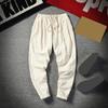 Men Ninth Pants Ankle-banded Straight Thin Side Pockets Drawstring Plus Size Elastic Waist Solid Color Gym Traning Jogging Sweat