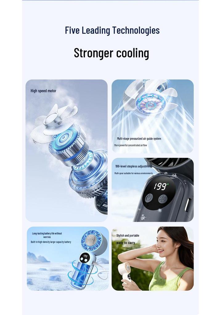 Yanxuan Portable Silent Mini Fan with Long Battery Life and USB Charging, Includes Cooling Ice Pack
