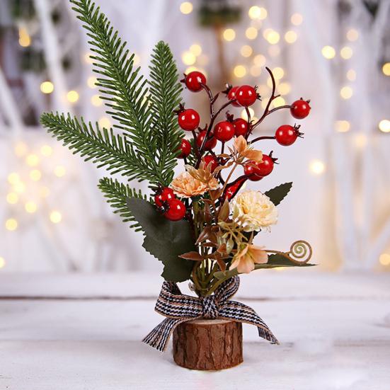 Urlaub Fake Tree Branch Berry Flower Christmas Showcase Ornament Desktop Decor