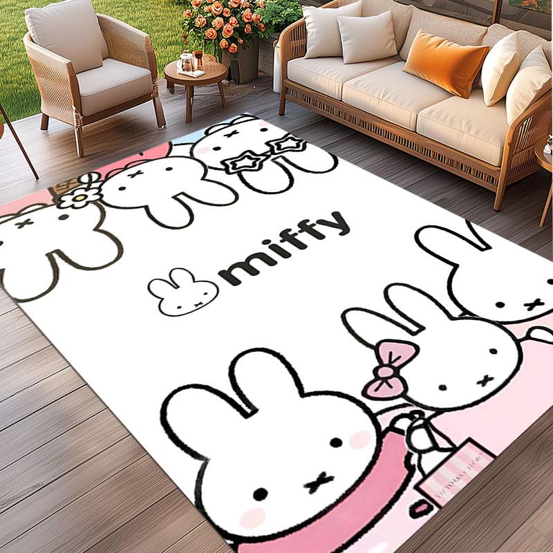 Miffy Print Rug, Washable Floor Carpet, For Entryway Dorm Laundry Room Office Study, Home Decor Birthday Christmas Gift