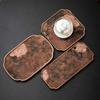 Chinese Walnut Wood Tea Tray with Dry Tea Brewing Station Brocade Double-Sided Tea Mat Set Solid Wood Cup Coaster