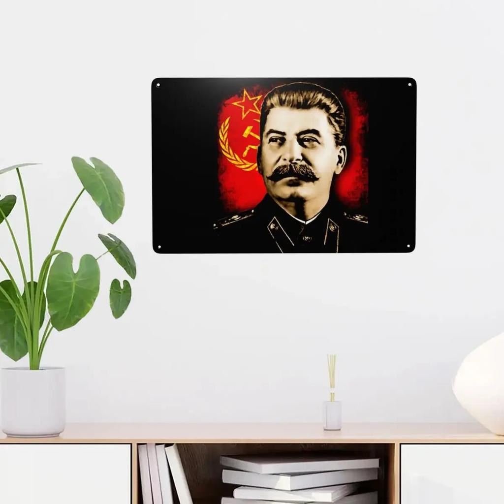 Vintage Allied Nations Joseph Stalin Metal Tin Sign Rectangle USSR Communist Russia Signs Plaque Gate Garden Bars Wall Art Decor