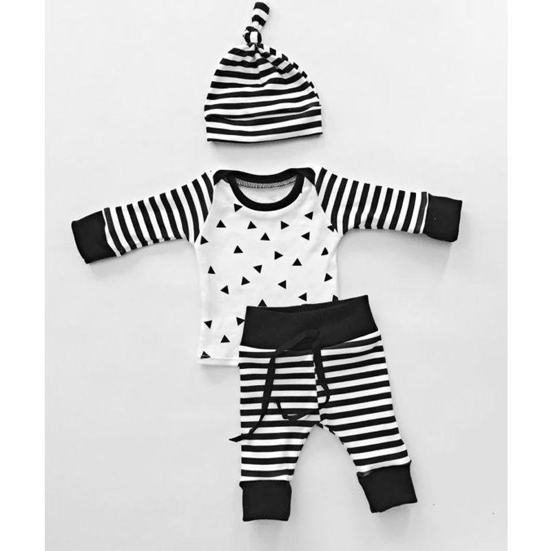 Infant Boy Winter Clothes Set - Waffle Striped Long Sleeve & Pants-583229