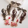Ear Jewelry Ocean Series Earrings for Women Fashionable Diamond-Studded Lobster Dragonfly Crab Versatile S925 Silver Needle Ear Jewelry