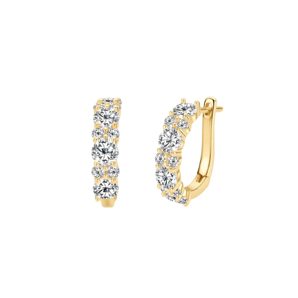 Zircon Full Pavé Hoop Earrings Small Hoop Huggie Earrings with Clasp Closure Unique Design Jewelry for Women