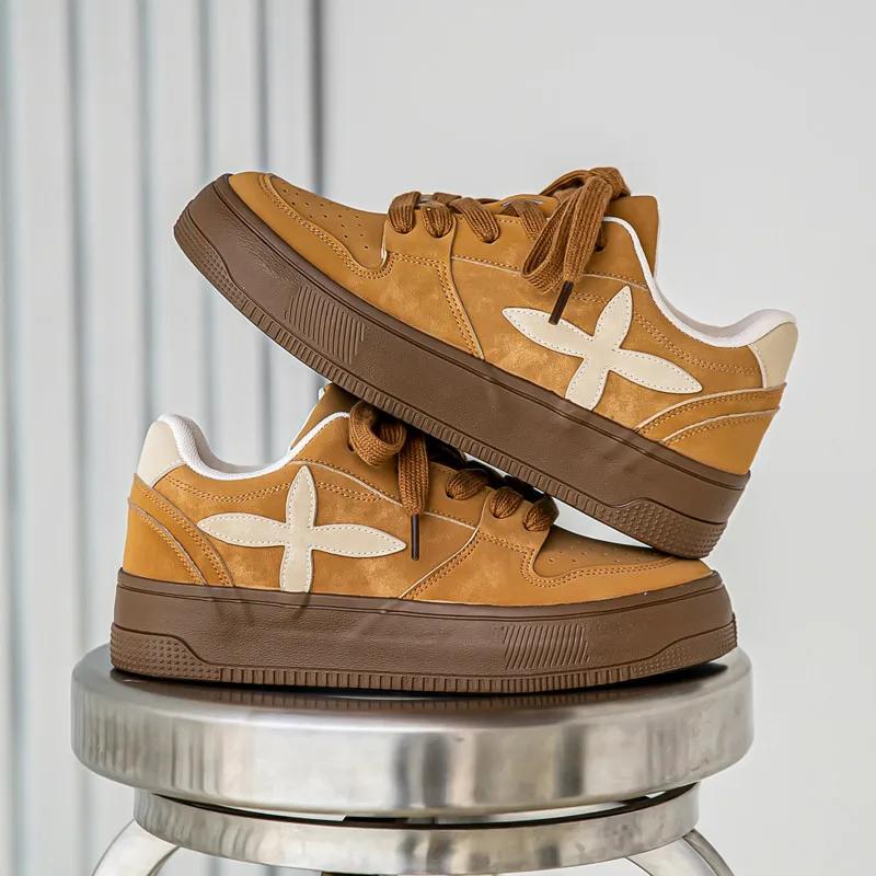 

Модные новые желтые туфли на толстой подошве, мужские модные повседневные кожаные городские женские кроссовки на платформе в стиле хип-хоп, удобные мужские туфли для скейтбординга 44