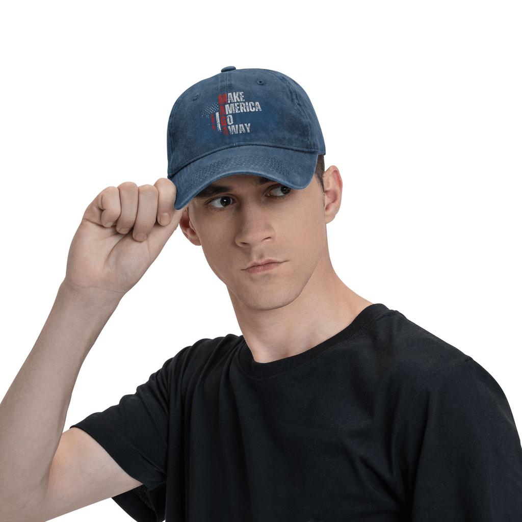 Make America Go Away Baseballkappen Vintage verwaschener Denim MAGA Grönland Snapback Kappe Ganzjahres-Reise verstellbare Hüte Kappe